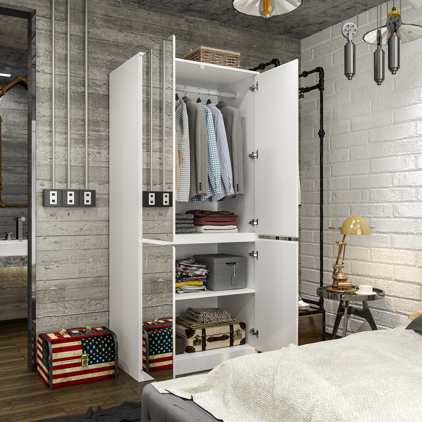 80 cm Modern White Entryway Cabinet with Spacious Drawers - Sleek Design
