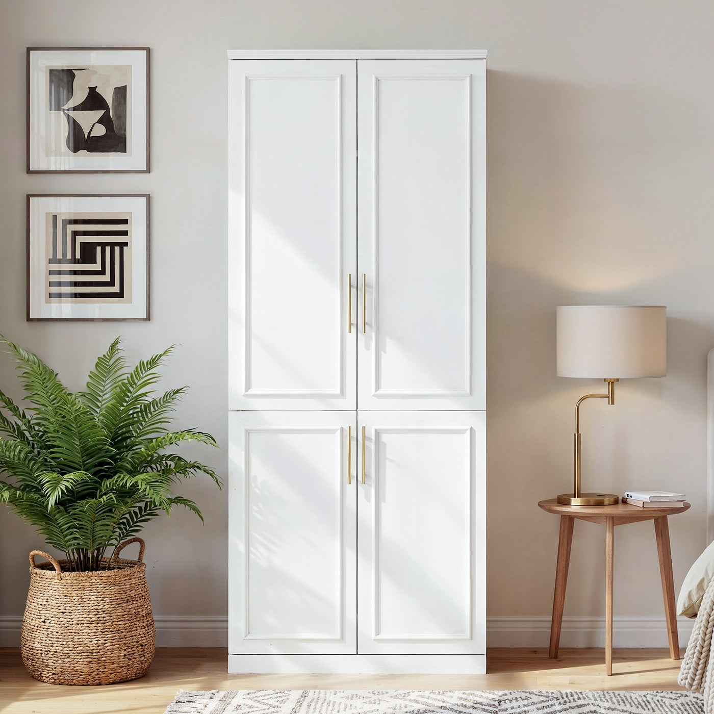 81 cm Modern White 4-Door Armoire