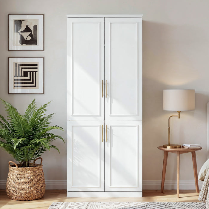 81 cm Modern White 4-Door Armoire