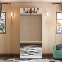 80 cm Modern White Full-Length Mirrored Wardrobe with Multiple Drawers and Adjustable Shelving