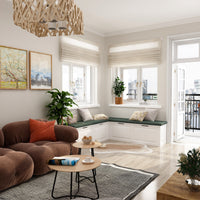 Meuble d'entrée d'angle moderne blanc avec coussin et rangement, 160 cm