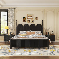 80 cm Modern Black 3-Drawer Nightstand with Metal Legs