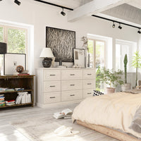 180 cm Modern White/Gray Dresser with 9 Drawers