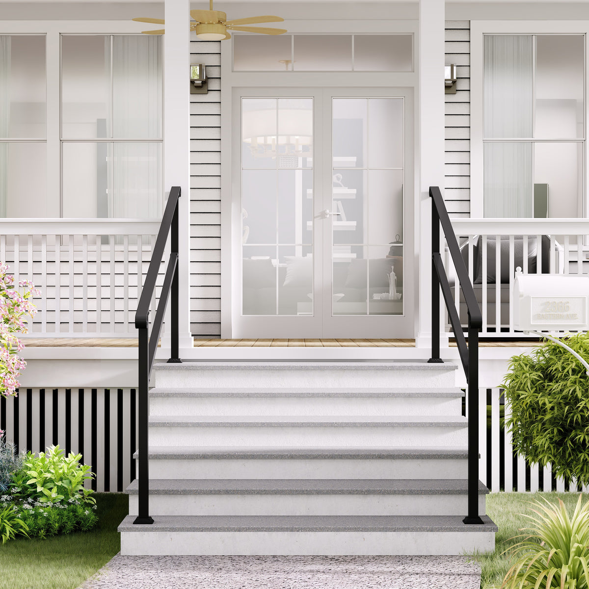 Main courante d'escalier moderne noire mate de 82,3 pouces avec angle réglable