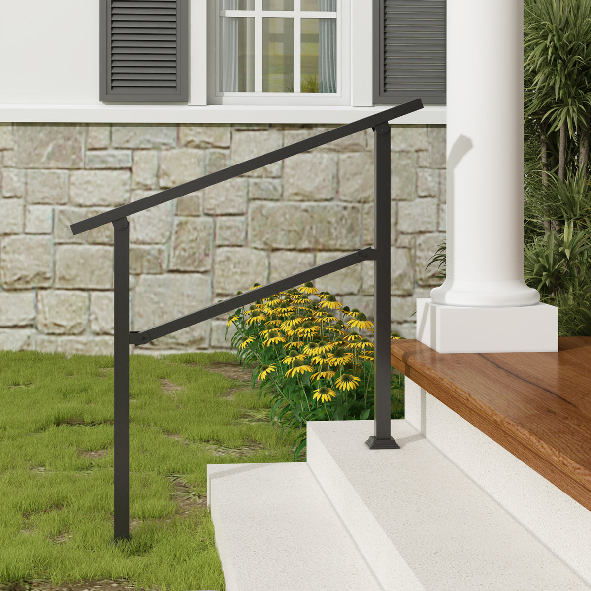 40,4 pouces Rampe d'escalier minimaliste en noir satiné avec angle réglable