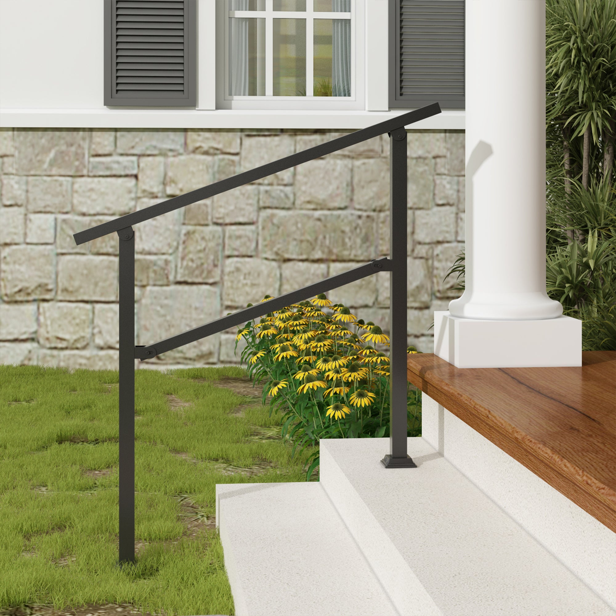 102 cm Minimalist Satin Black Stair Banister with Adjustable Angle