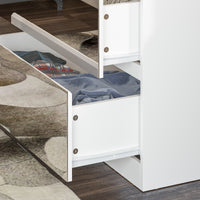 80 cm Modern White Full-Length Mirrored Wardrobe with Multiple Drawers and Adjustable Shelving
