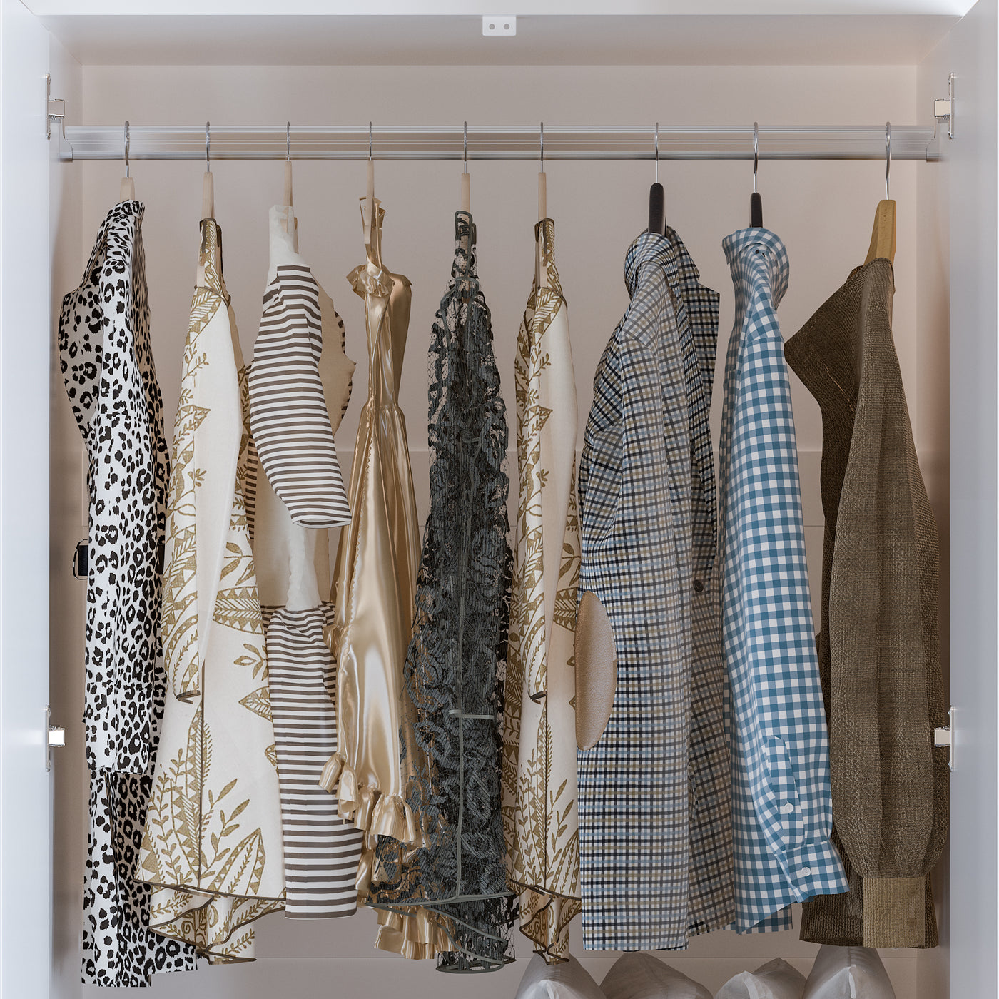 80 cm Modern White Full-Length Mirrored Wardrobe with Multiple Drawers and Adjustable Shelving