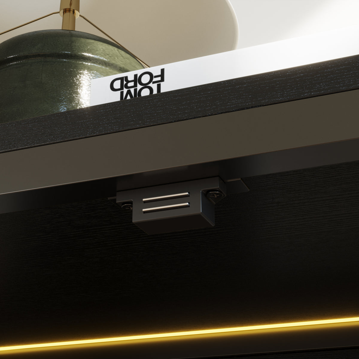 160 cm Modern Brown Sideboard Buffet Cabinet with 4 Doors and Gold Accents