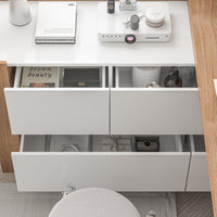 Meuble-lavabo moderne en L de 100 cm avec commode à 4 tiroirs