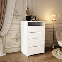 Coiffeuse moderne blanche de 47,5 cm avec lumières et miroir rabattable