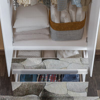 80 cm Modern White Full-Length Mirrored Wardrobe with Multiple Drawers and Adjustable Shelving