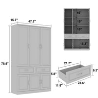 120 cm Classic White Display Cabinet Corner Shelf Storage Organizer Bookshelf in Combination