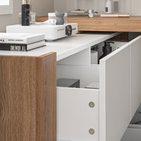 Meuble-lavabo moderne en L de 100 cm avec commode à 4 tiroirs