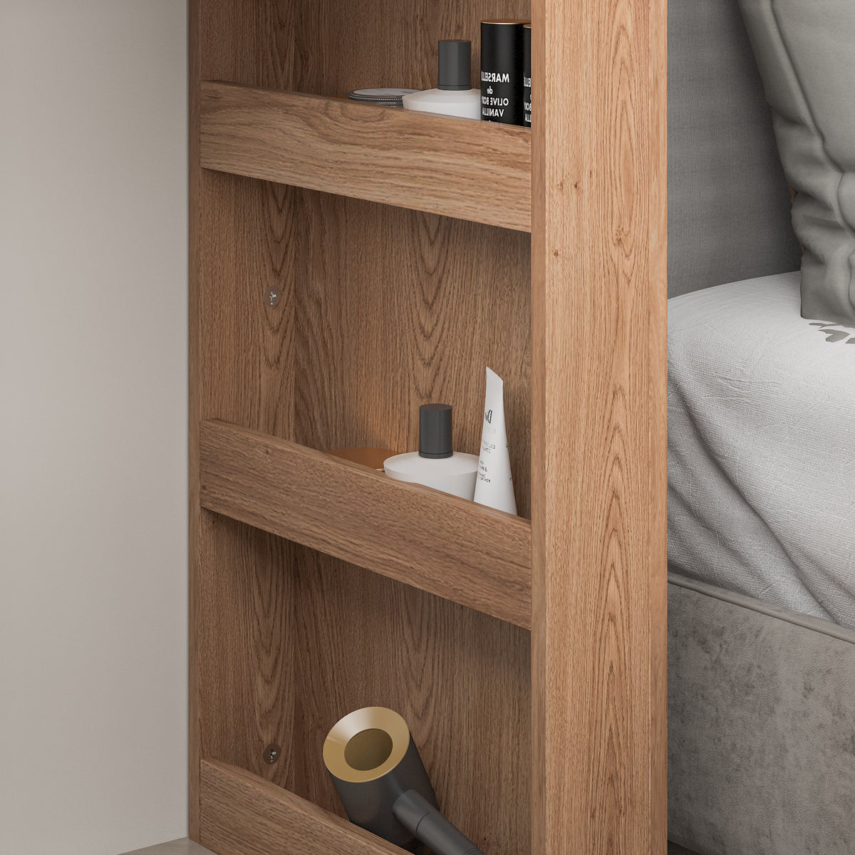 Meuble-lavabo moderne en L de 100 cm avec commode à 4 tiroirs