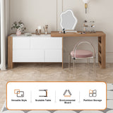 100 cm L-Shaped Modern Vanity Set with 4-Drawer Chest