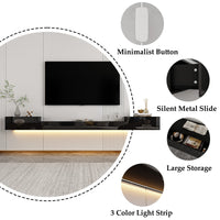 280 cm Modern Minimalist Black TV Stand Floating High Gloss TV Stand With LED Light