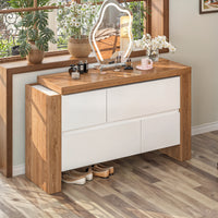 Meuble-lavabo moderne en L de 100 cm avec commode à 4 tiroirs