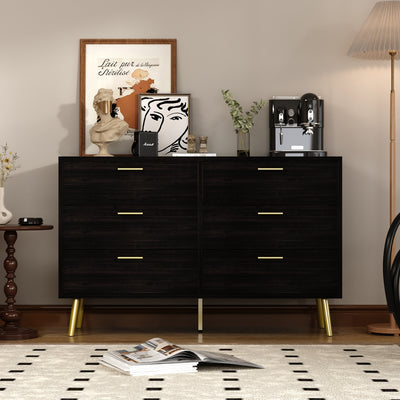 120 cm Modern White/Black Modern Sideboard Double Dresser with 6 Drawers