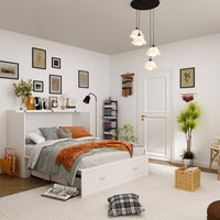 140 cm Modern Minimalist White Fold Out Bed With Power Outlets
