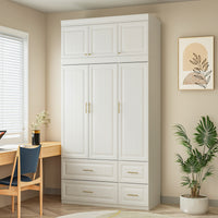 Wardrobe Heavy Duty Clothes Closet Storage Cabinet Armoire with Metal Handles for Small Living