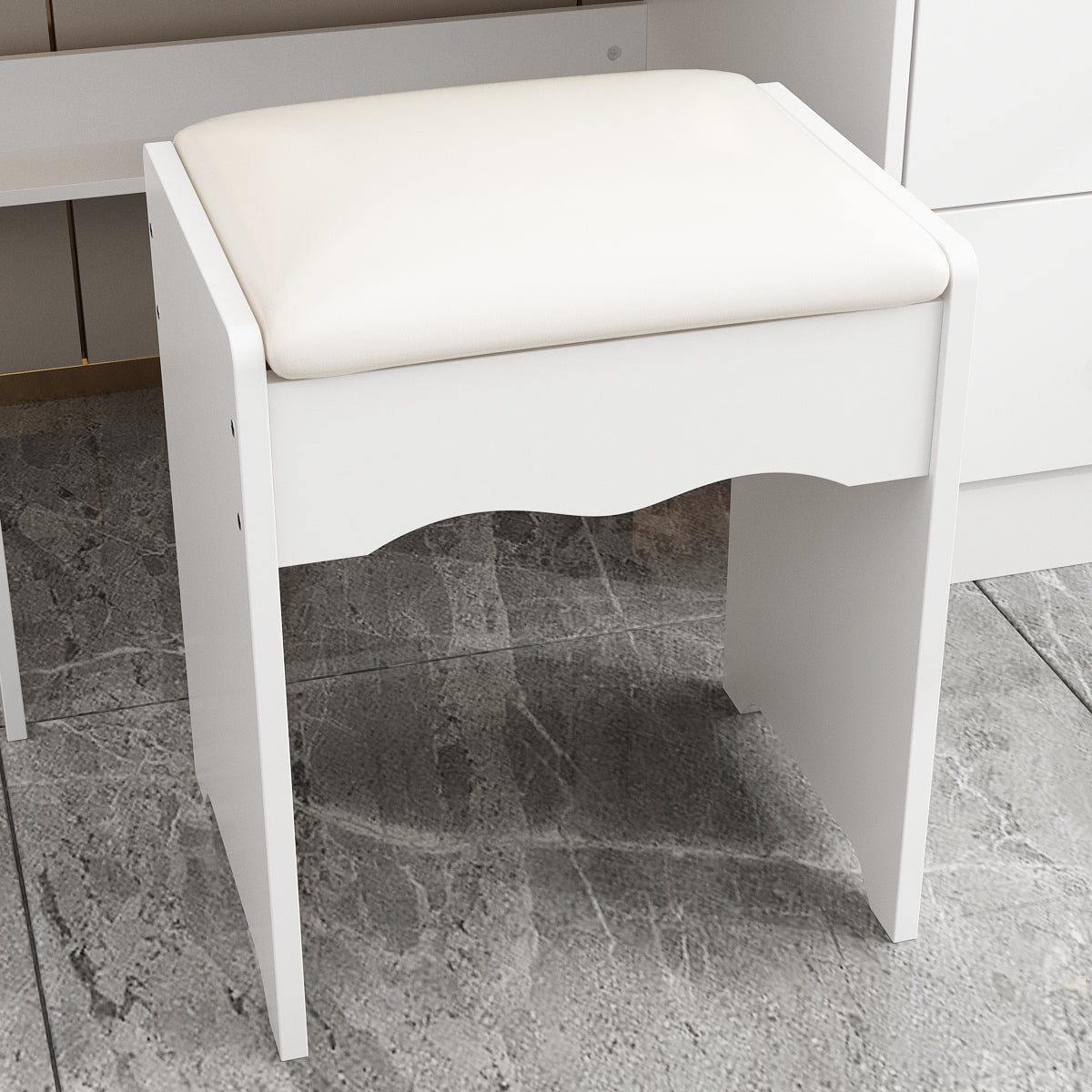 Coiffeuse moderne et minimaliste blanche de 100 cm avec miroir lumineux et prise