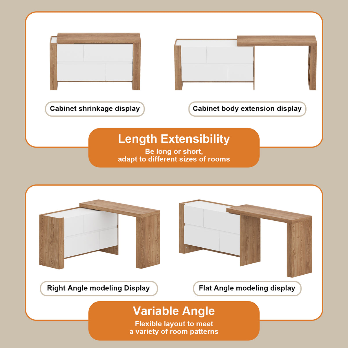 100 cm L-Shaped Modern Vanity Set with 4-Drawer Chest