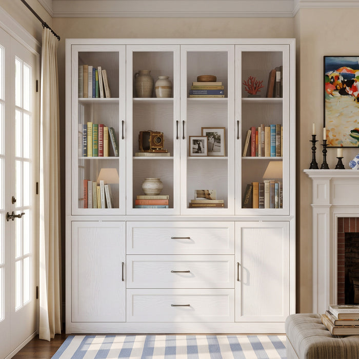 160 cm Classic White Large Display Cabinet Corner Shelf Storage Organizer Bookshelf in Combination