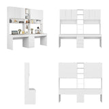Bureau blanc moderne de 240 cm avec portes battantes et tiroirs coulissants