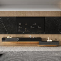 240 cm Modern Minimalist Black TV Stand Wall-Mounted And Freely Arranged TV Stand With LED