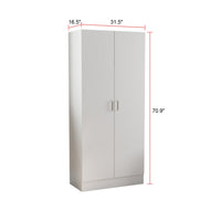 Armoire de penderie moderne blanche à 5 niveaux avec 2 portes de 80 cm