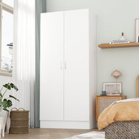 Armoire de penderie moderne blanche à 5 niveaux avec 2 portes de 80 cm