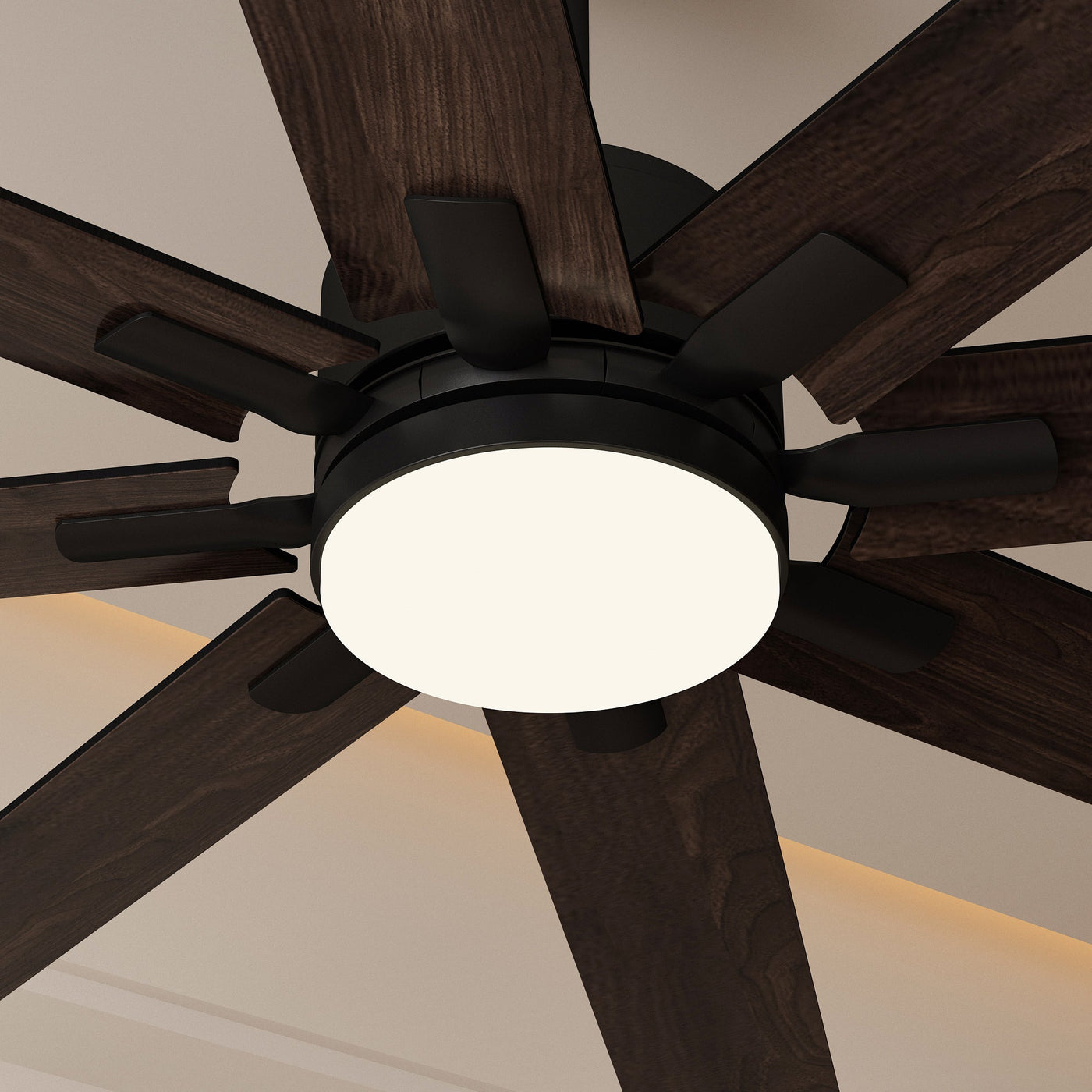 80 cm Modern Dark Brown Ceiling Fan with Dual-Tone Blades and 3-Color LED Light