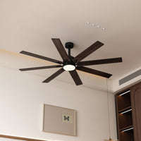 80 cm Modern Dark Brown Ceiling Fan with Dual-Tone Blades and 3-Color LED Light