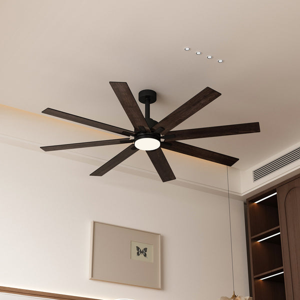 80 cm Modern Dark Brown Ceiling Fan with Dual-Tone Blades and 3-Color LED Light