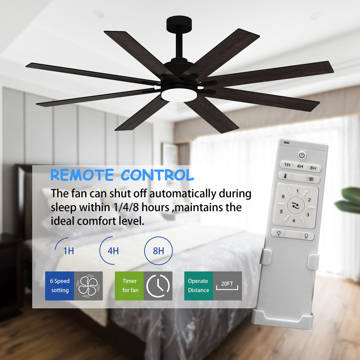 80 cm Modern Dark Brown Ceiling Fan with Dual-Tone Blades and 3-Color LED Light