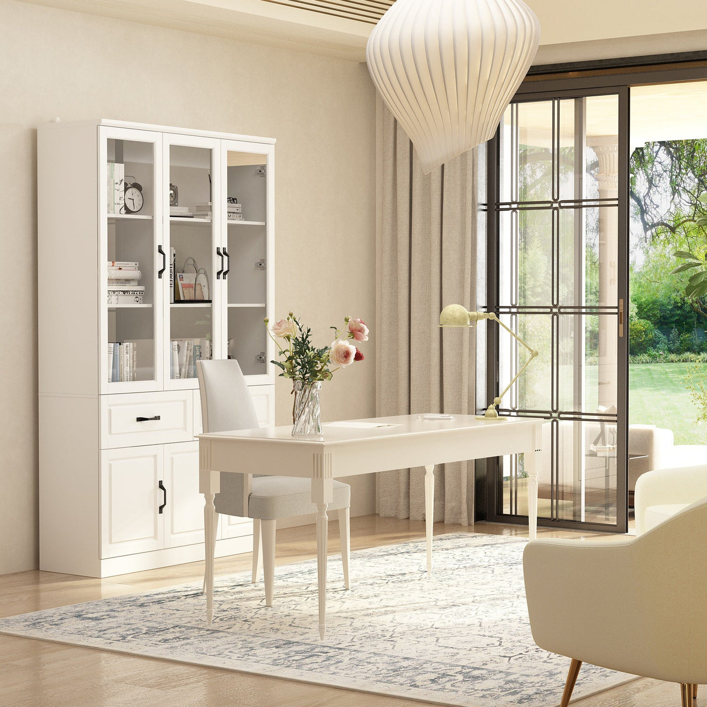 120 cm Classic White Display Cabinet Corner Shelf Storage Organizer Bookshelf in Combination