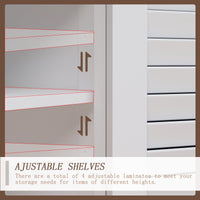 76.2 cm Modern Minimalist White Tall Storage Cabinet with 6-Tier Adjustable Shelves, Drawers and Shutter Door