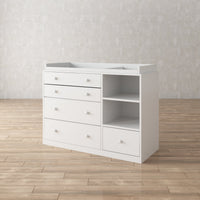 Nursery Storage Dresser Chest Changing Table with Spacious Top 5 Drawers 2 Shelves