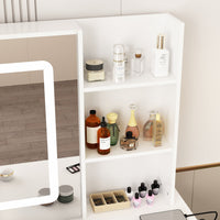 Coiffeuse moderne et minimaliste blanche de 100 cm avec miroir lumineux et prise