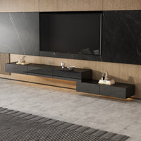 240 cm Modern Minimalist Black TV Stand Wall-Mounted And Freely Arranged TV Stand With LED
