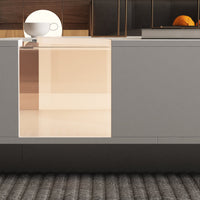 140 cm Modern Minimalist White Coffee Table With Light And Glass Finish In The Middle