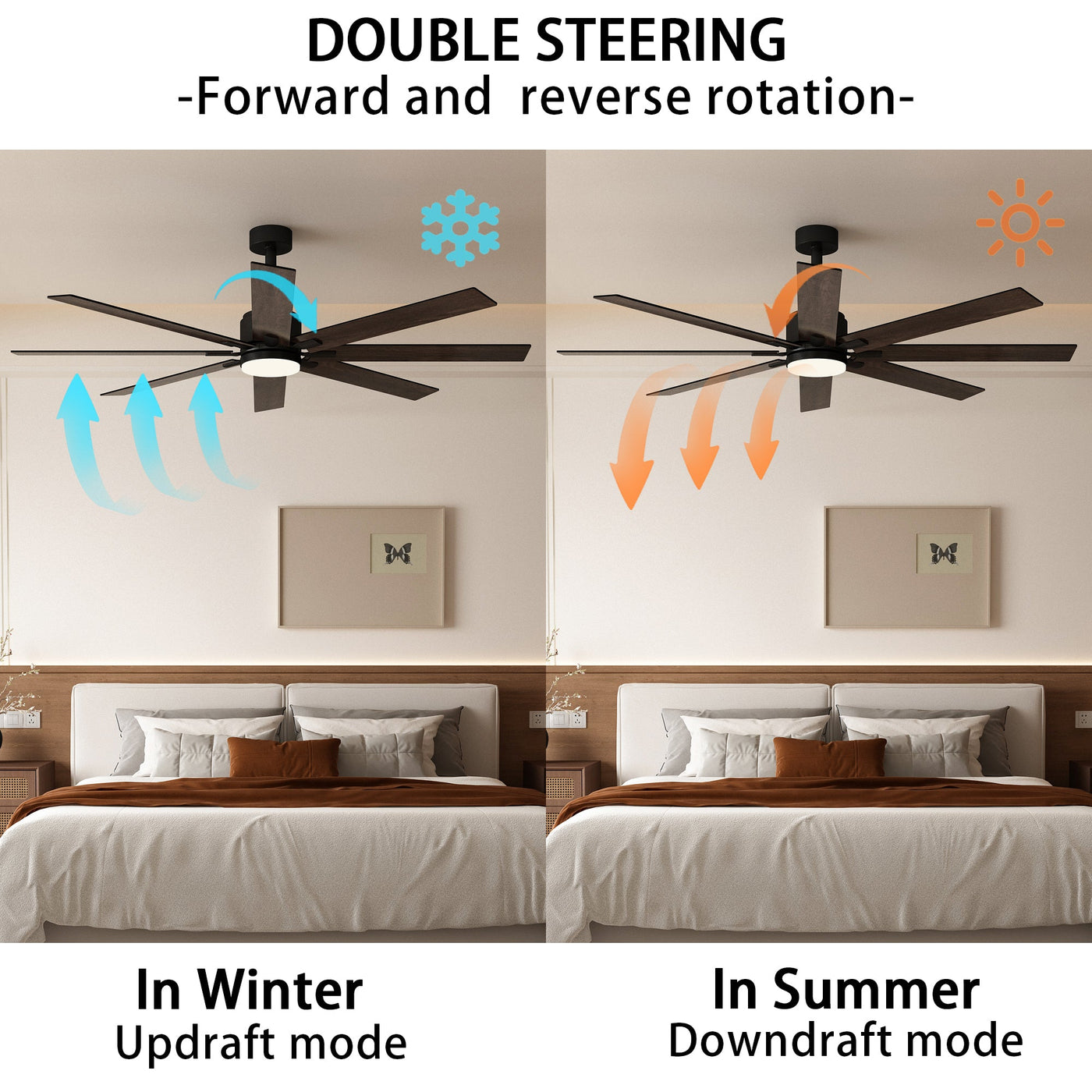 80 cm Modern Dark Brown Ceiling Fan with Dual-Tone Blades and 3-Color LED Light