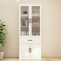 80 cm Classic White Display Cabinet Corner Shelf Storage Organizer Bookshelf in Combination