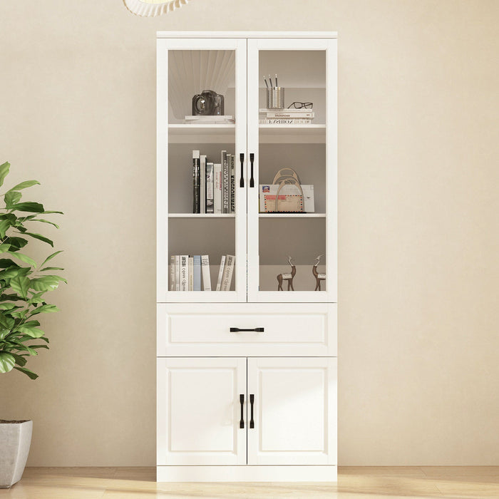 80 cm Classic White Display Cabinet Corner Shelf Storage Organizer Bookshelf in Combination