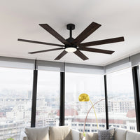 80 cm Modern Dark Brown Ceiling Fan with Dual-Tone Blades and 3-Color LED Light