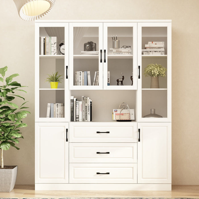 160 cm Classic White Large Display Cabinet Corner Shelf Storage Organizer Bookshelf in Combination