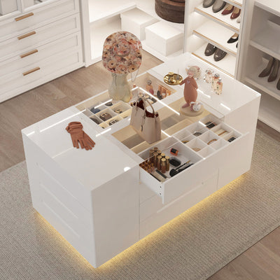 160 cm Modern White Rectangular Chest With 16 Drawers