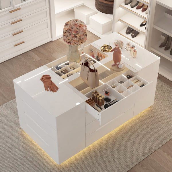 160 cm Modern White Rectangular Chest With 16 Drawers