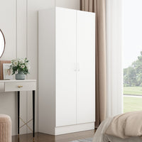 Armoire de penderie moderne blanche à 5 niveaux avec 2 portes de 80 cm